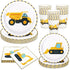 Whaline 96Pcs Construction Party Tableware Dump Truck Paper Plate Napkin Cup Yellow