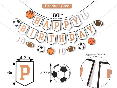 Birthday Sports Theme Banner Garland - High Chair Decoration for Party Celebrations