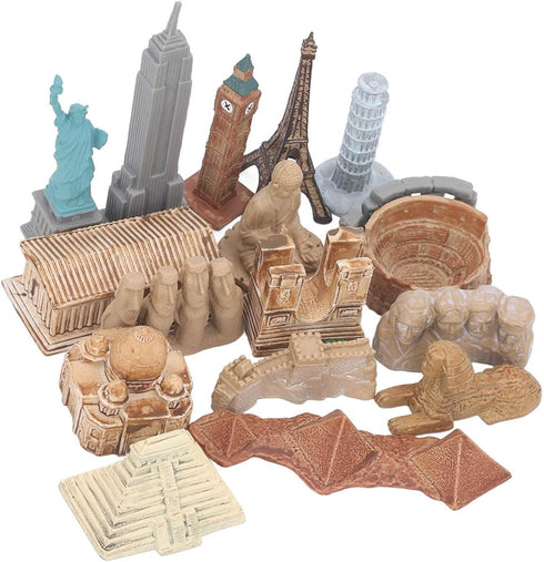 FOSA Miniature Ancient Buildings Toys, 17PCS Mini Around The World City Miniatures for Diorama Projects