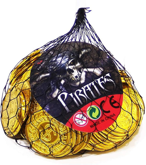 TCOTBE Pirate Gold Coins Plastic Set of 100 - Play Gold Treasure Coins for Pirate Party, Treasure Hunt Game