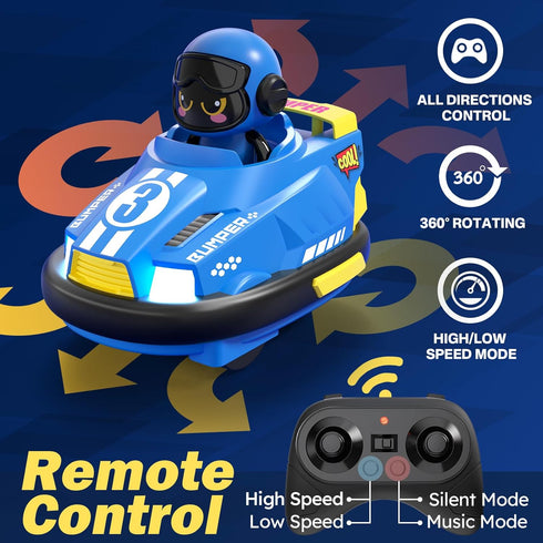 2 Pack Remote Control Bumper Cars Toys for Ages 5-7, RC Cars for Ages 2-4 Toddlers, Birthday Gift for Boys