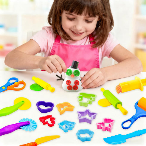 Set 59 iShyan Dough Tools PCS Dough Play Tools for Kids with Cutters,Roller,Rolling Pins,Safety Scissors,Plastic