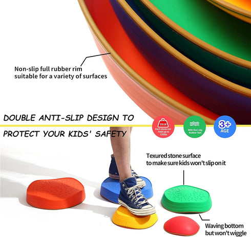 makarci 5pcs Stepping Stones for Kids, Non-Slip Plastic Balance Stones, Sensory Play Equipment for Age 3-8 Years