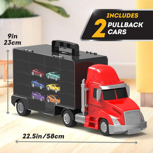 2 3+ Driven by Battat Large Toy Carrier Truck for Kids with Pull Back Cars Toy Transport Truck & Pretend Play Vehicle