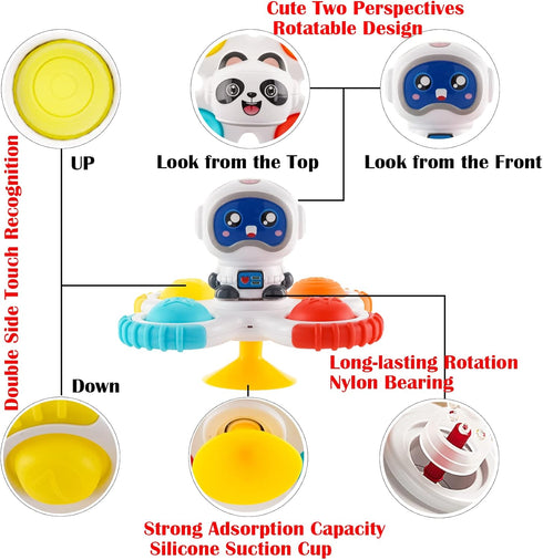 Suction Cup Spinner Toy for Baby 12-18 Months, Bath Toys for Toddlers 1-3, Sensory Toys Gifts for Boys and Girls 1st