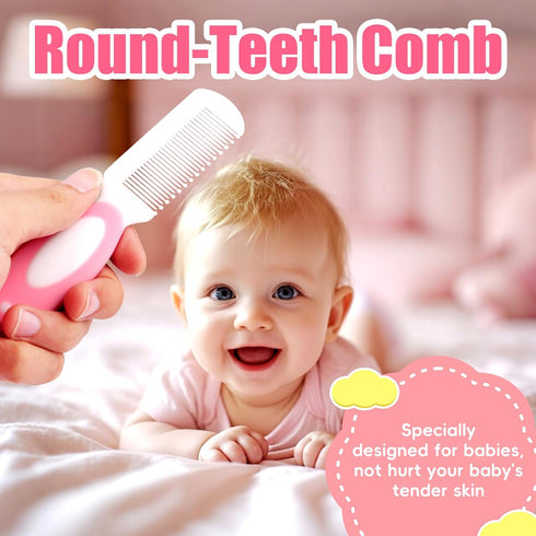 Set, 4Pcs Baby Hair Brush and Comb Baby Soft Bristles Brush Cradle Cap Brush Hair Comb for Newborns Toddlers Boys Girls