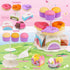 Set 50PCS 3-6 Tea for Little Girls,PRE-WORLD Princess Tea Party Time Toy Including Dessert,Cookies,Doughnut,Teapot Tray