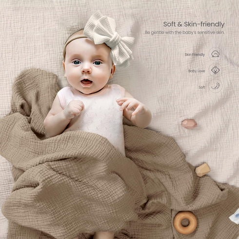 3pack lulumoon Muslin Swaddle Blankets for Baby: Lightweight & Breathable Receiving Blankets for Hospital - Neutral