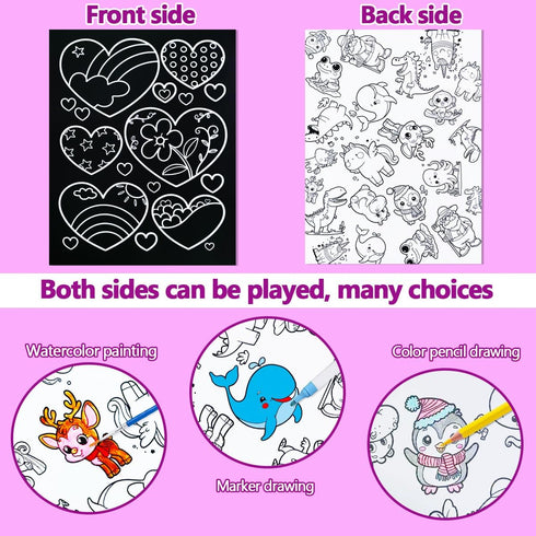 BAOXUE Set, 4-8 Scratch Art for Kids, Rainbow Scratch Paper Art Scratch Coloring Book,Arts and Crafts for Kid Ages