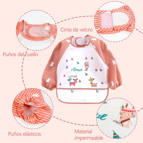 YINGJEE 3 6-36 Waterproof Baby Bibs, Pieces Bib with Sleeves EVA Long Sleeve Bib Boys Girls Months, Waterproof Baby