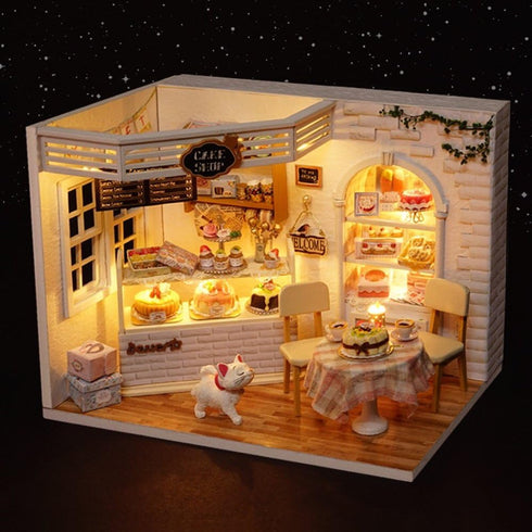 Kisoy Romantic Dollhouse Miniature DIY House Kit, Creative Room Gift for Friends, Lovers, Families (Cake Diary)