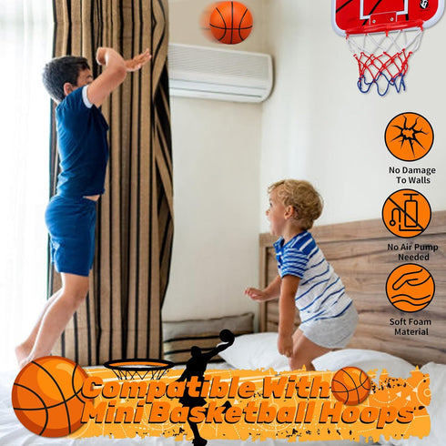 5" Mini Foam Basketball - Replacement Balls for Over The Door Basketball Hoop, 3 PCS Set (Orange)