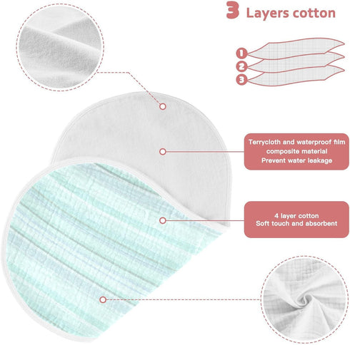 decor gift 4 Pack 22x11in Cotton Newborns Burp Cloths Soft Touch Blue-Green Stripes Baby Cloth for Babies Girls