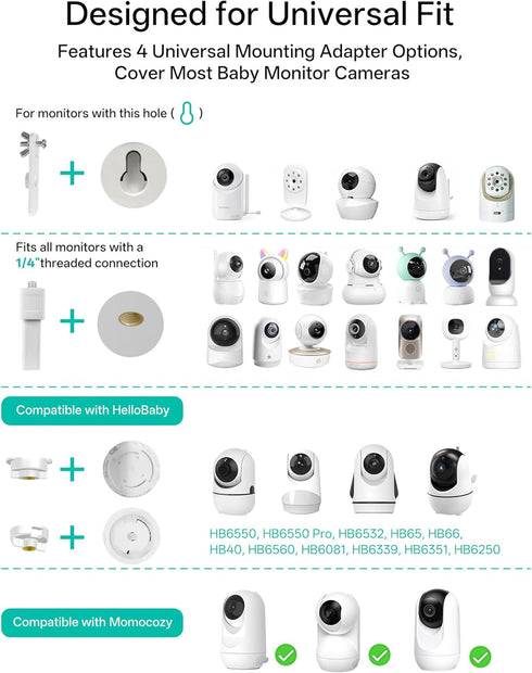 Jartoo HB65/HB40/HB6560/HB6339/HB6550 Momcozy, 16.9" Baby Monitor Mount Compatible with HelloBaby Pro, Infant Optics