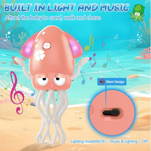 AOTIBO 1 2 3 4 5 Tummy 12-18 1st Baby Dancing Octopus Toy for Year Old Boy Girl, Baby Time Electric Crawling Octopus