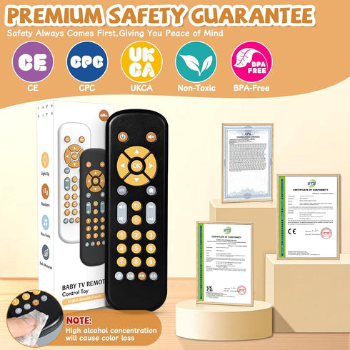 6 Orzbow Baby Remote Control Toy for Months+ with Music, TV Remote Toy with Realistic Light and Sound - English, French