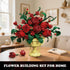 Set, 12+ PLAXSOON Rose Flower Building Mothers Day Botanicals Flowers Bouquet Building Block Kit with Pot, Artificial