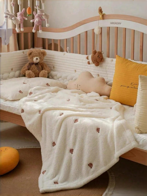 SEVDO Cozy 3140, Ultra Soft Embroidery Baby Receiving Blankets for Unisex Girls Boys, Neutral Toddler Swaddle Blanket