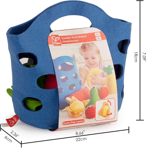 Hape Toddler Fruit Basket | Soft Pretend Food Playset for Kids Includes Banana, Apple, Pineapple, Orange and More