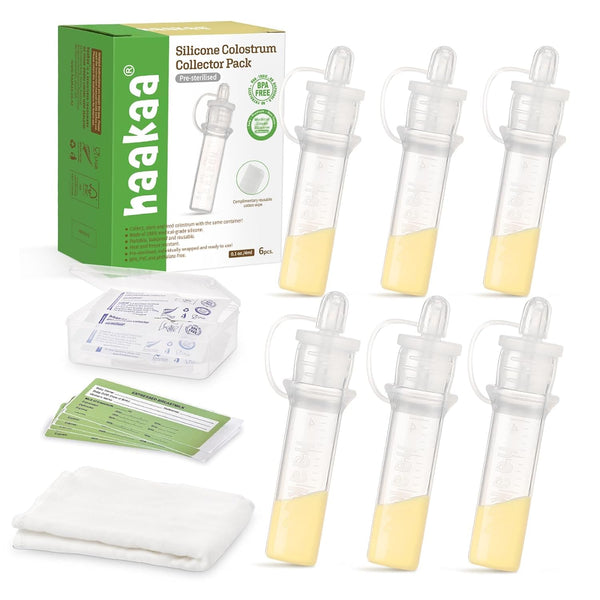 Haakaa Silicone Colostrum Collectors Set with Clear PP Storage Case, 4 ml, 6 PK