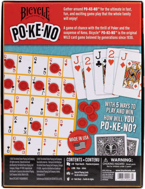 Bicycle Pokeno Playing Card Game Pack - Includes 1 Deck, Scorecards, and Chips for Fun Game Nights