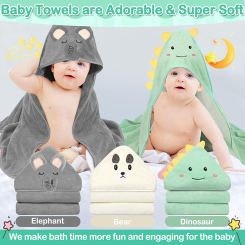 Sublaga 12 Set, 3 32x32 9 Pcs Baby Towels and Washcloths Hooded Baby Towel, Soft and Absorbent Baby Bath Towels, PCS