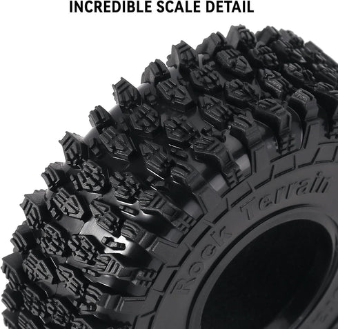 INJORA 1.0 Tires - S5 Rock Terrain Crawler Tires for TRX4M SCX24 AX24 FCX24 Upgrade Parts, 64 * 24mm