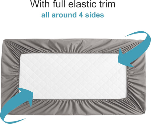 2 Pack 28"x52" NTBAY Waterproof Crib Mattress Protector, Quilted Toddler Fitted Sheet - Machine Washable - Soft