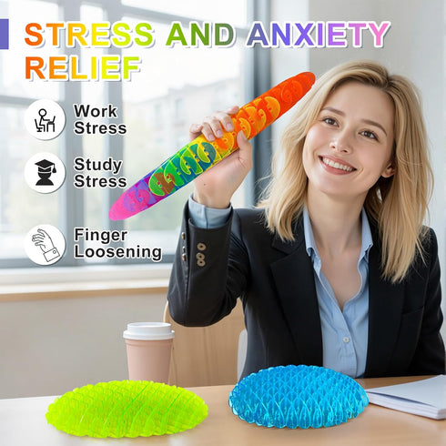 Yisryerow 3-Pack Fidget Worm Toy | Sensory Toys for Adults & Kids with Autism ADHD | Quiet Desk Fidgets | Anxiety