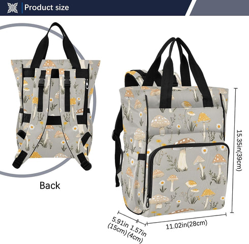 Bolaz Backpack Diaper Bag Tote Multifunction Baby Nappy Changing Bags Mushrooms Large with Stroller Straps Travel