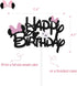 Black Glitter Minnie Inspired Happy Birthday Cake Topper with Pink Bows for Girls Birthday Party