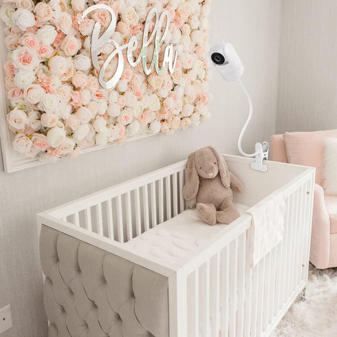 Flexible Clip Mount for Vtech VM901 and VM919HD, Gooseneck Baby Monitor Holder for Crib, White