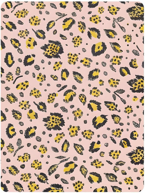 CZXW 52" 28" Leopard Yellow Pink Crib Sheets Fitted x Natural Cotton Soft & Breathable for Baby Crib Mattress