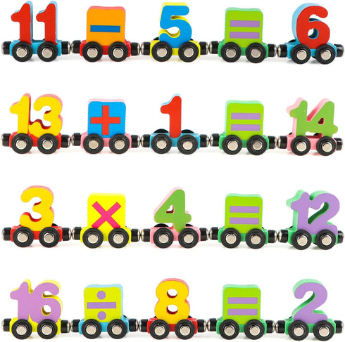 27 Set Set Wondertoys PCS Wooden Magnetic Number Train Toy Compatible with Major Brands Train Tracks