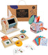 Montessori Toys for Babies 6-12 Months - 3 in 1 Play Kit with Spinning Drum, Tissue Box Toy, and Peekaboo Puzzle