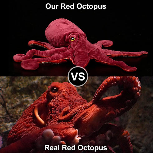 ZHONGXIN MADE Simulation Octopus Plush Toy -Red Soft Real Life Octopus Stuffed Animal Toys, Lifelike Deep Sea Creeping Animal Octopuses Plush Toys for Children Boys Girls (18 inch)