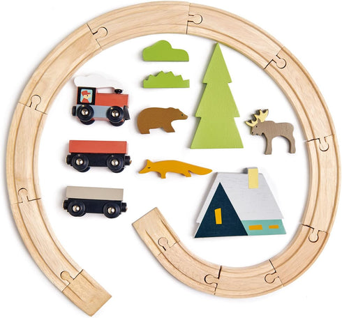 Tender Leaf Toys Treetops Train Set - Beautiful Wooden Toy Train for Kids Age 3+ - Intelligent Imaginative Play Skills