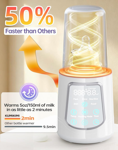 KUMIKIMI 12 1 in Fast Baby Bottle Warmer with Even Heating No Hot Spots, Night Mode, Sterili-zing, Constant Temp Milk