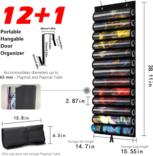 DHRRDE 2 12+1 (12 Playmat Tube for MTG - Portable Hangable Door Organizer with Hooks, Fits for Card Game Storage
