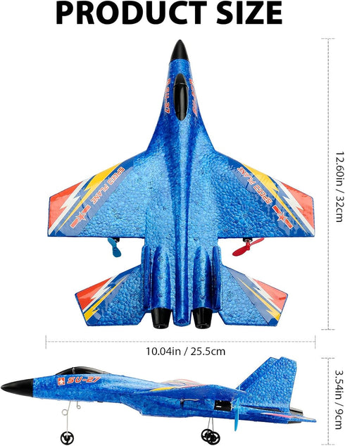 RC Plane Remote Control Glider, 2.4 GHZ, 2 Channels, Easy to Fly Fighter, Automatic Balance Gyro for Kids Adults