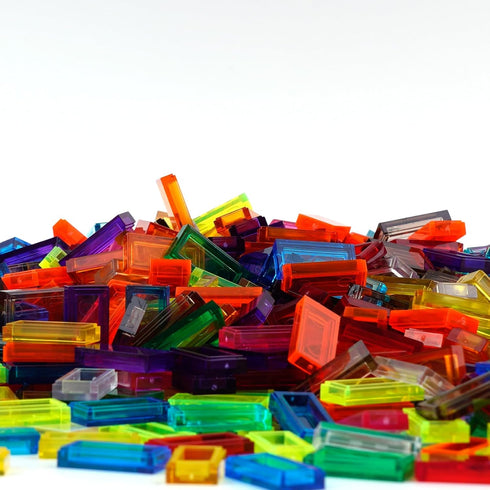 1x2 1000pcs Transparent Tiles Flat Bricks - Classic Building Blocks Parts and Pieces,Smooth Plate Water MOC Accessories