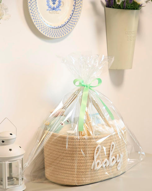 ZOMBATI Baby Diaper Caddy Organizer, Nursery Storage Bin Basket for Baby Shower and Baby Wipes- Cotton Rope Portable
