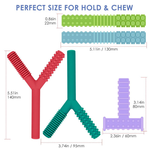 ERKOON Sensory Chew Toys for Autistic Children, 5 Pack Silicone Chewy Tube Oral Motor Tools for Sensory Kids