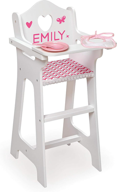 Toy Doll High Chair with Accessories by Badger Basket for 18 inch Dolls