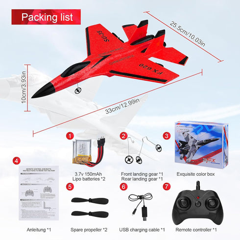 Beffkkip 2CH 2.4GHz SU35 FX620 RC Airplane RC Plane Remote Control Plane RTF RC Jet Easy to Fly Airplane Toys rc Planes