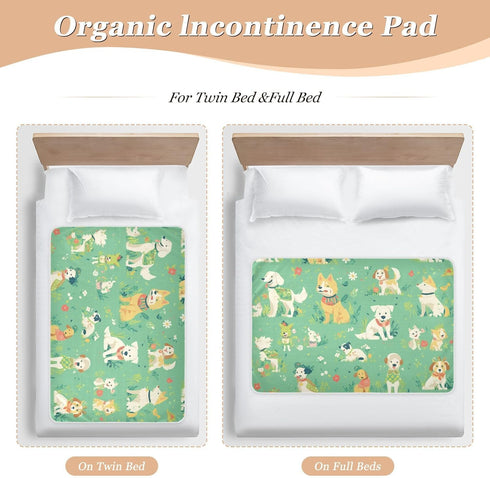 miaozhen 52" 34" Cartoon Dog Mint Green Changing Pad Covers Water Resistant Bed Wetting Sheet Slip-Resistant Diaper