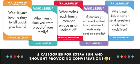 100 Family Conversation Cards, Fun Games for Kids & Adults, Strengthen Relationships for Game Night
