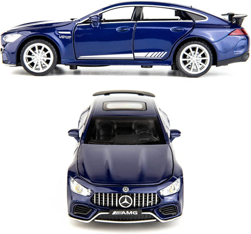 1/32 Diecast Car Benz AMG GT63 Model Pull Back with Sound and Light Toy for Boys Girls Adult Gift (Blue)