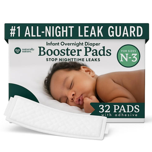 Naturally Nature Overnight Leak-Protection Diaper Booster Pads, for Heavy Wetters, Diaper Liners