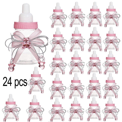 Bodosac 24-Piece Set Baby Feeding Bottle with Pink Candy Box for Shower Decoration